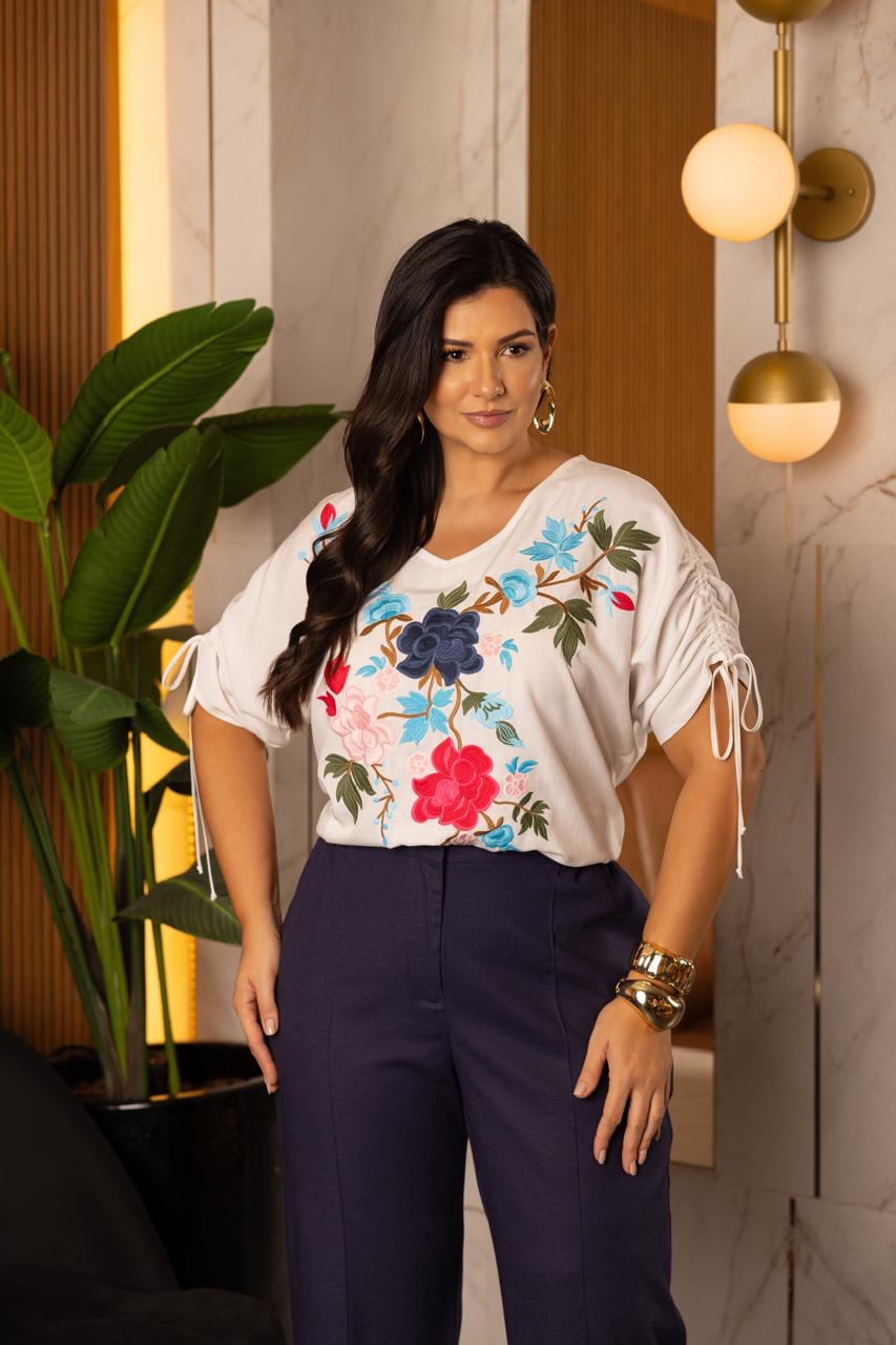 Blusa viscose bordada