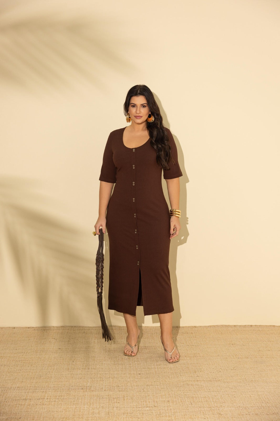 Vestido de malha canelado
