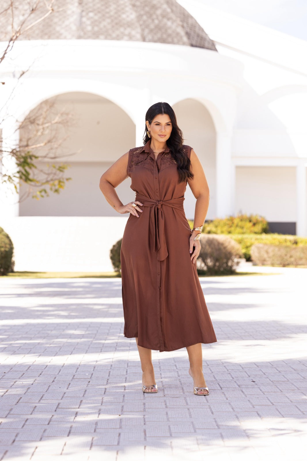 Vestido viscose com bordado