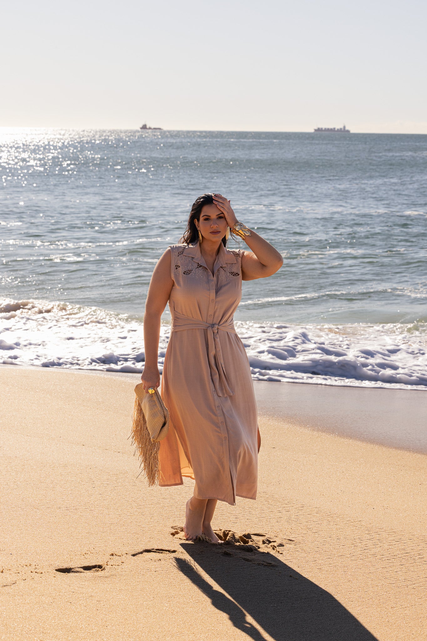 Vestido de viscose bordado