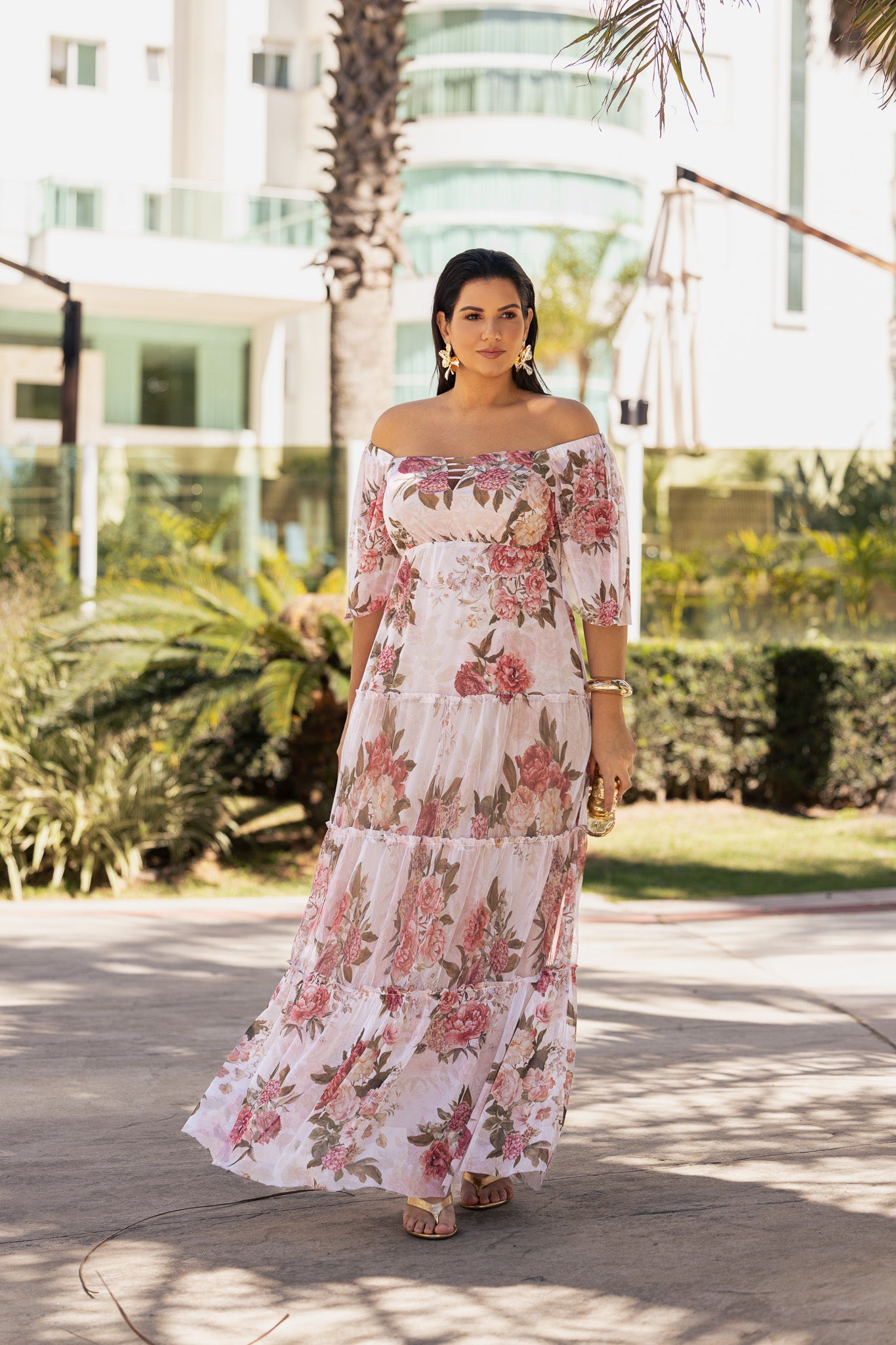 Vestido de tule estampado