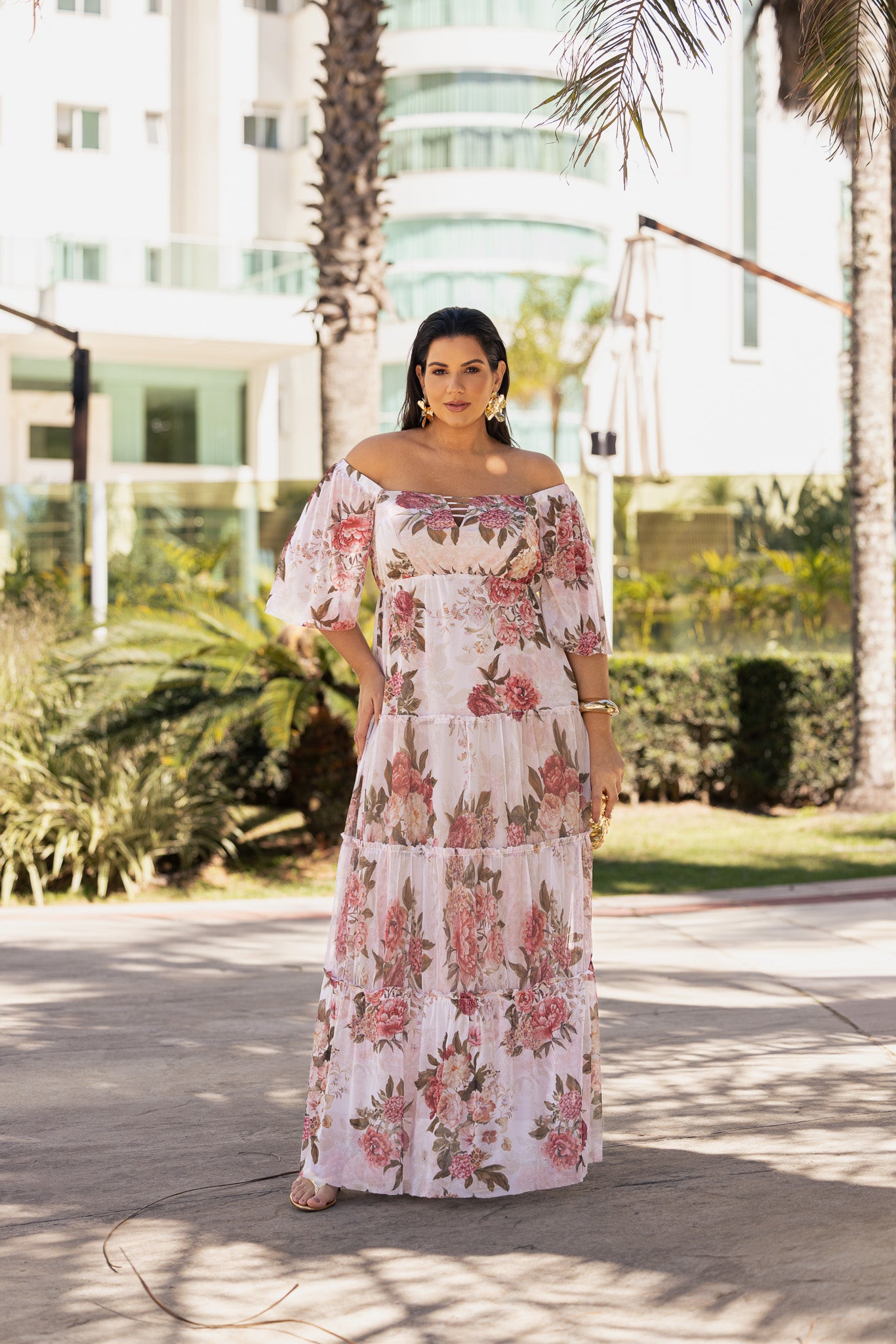 Vestido de tule estampado