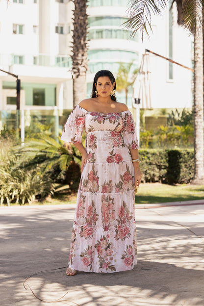 Vestido de tule estampado