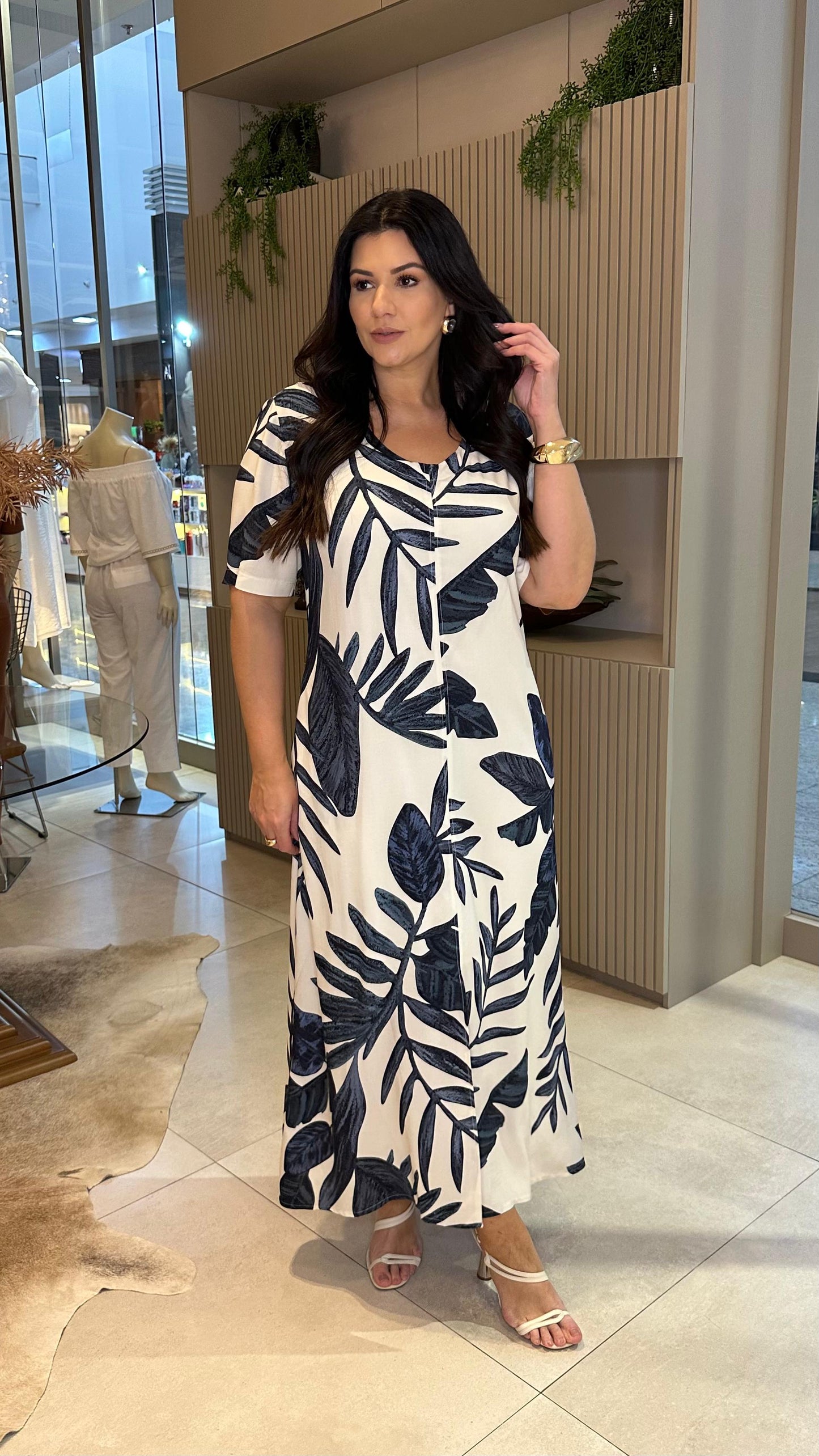 Vestido de viscose estampado