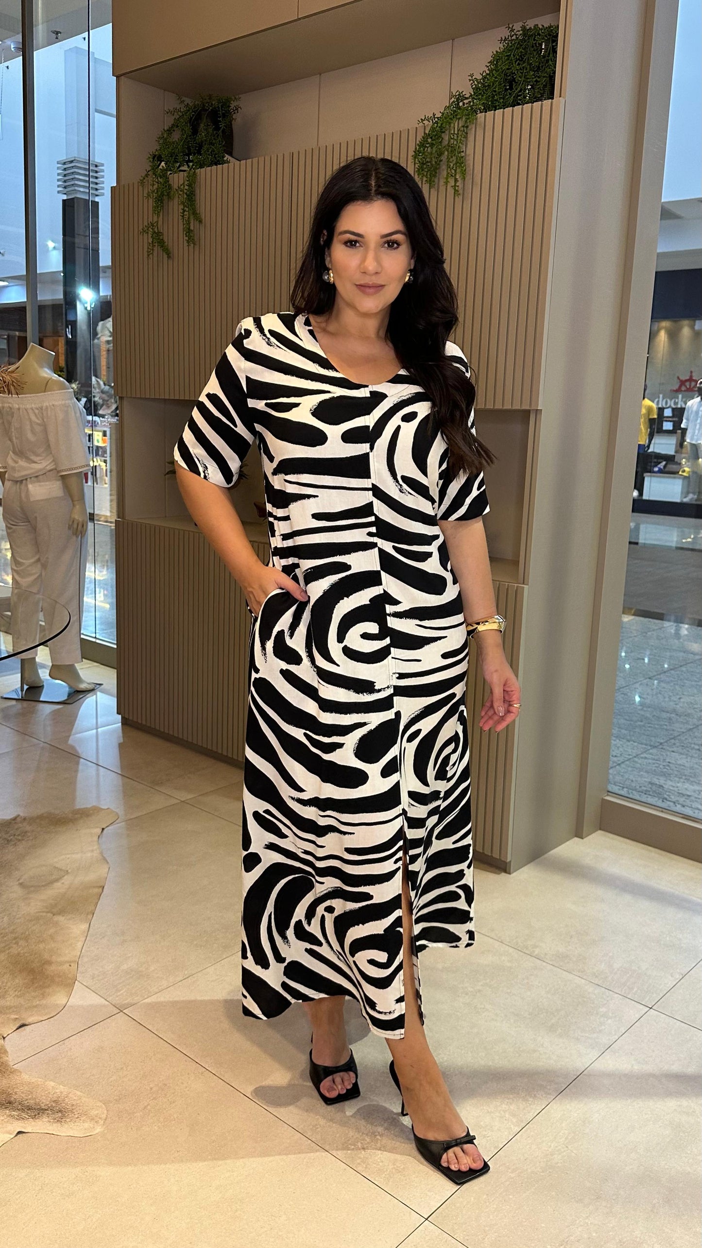 Vestido de viscose estampado