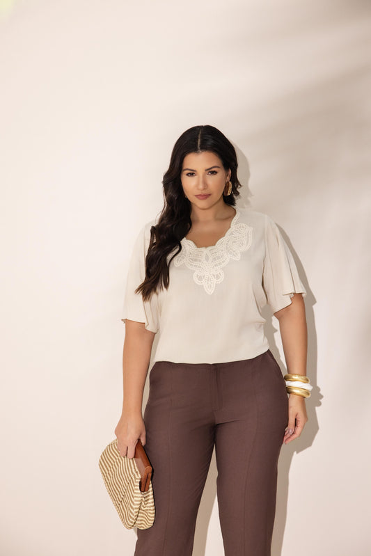 Blusa viscose bordada
