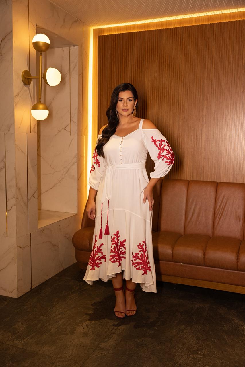 Vestido Viscose Bordado