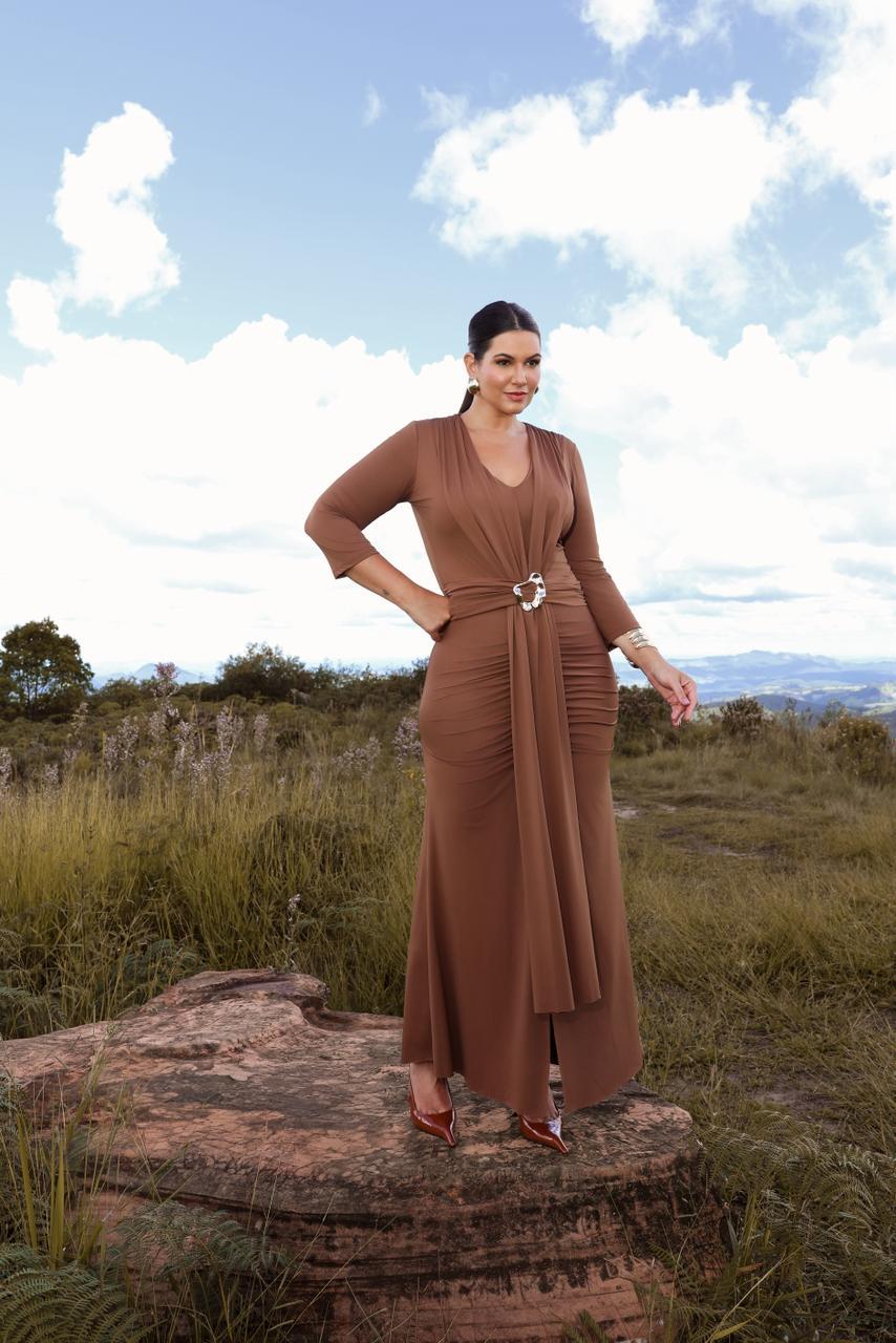Vestido Jersey com fivela na frente