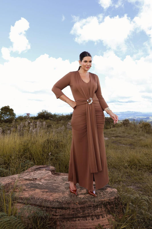 Vestido Jersey com fivela na frente