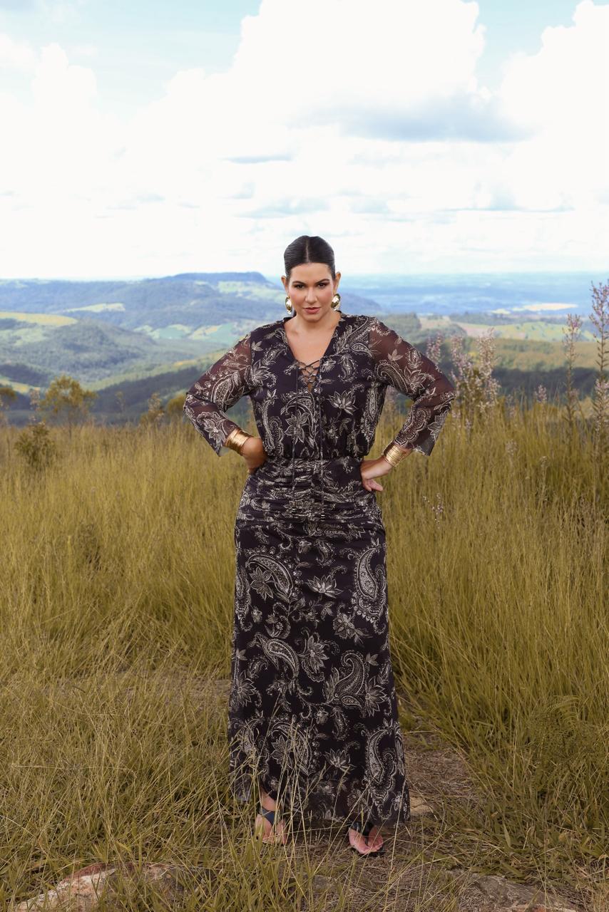 Vestido de tule estampado